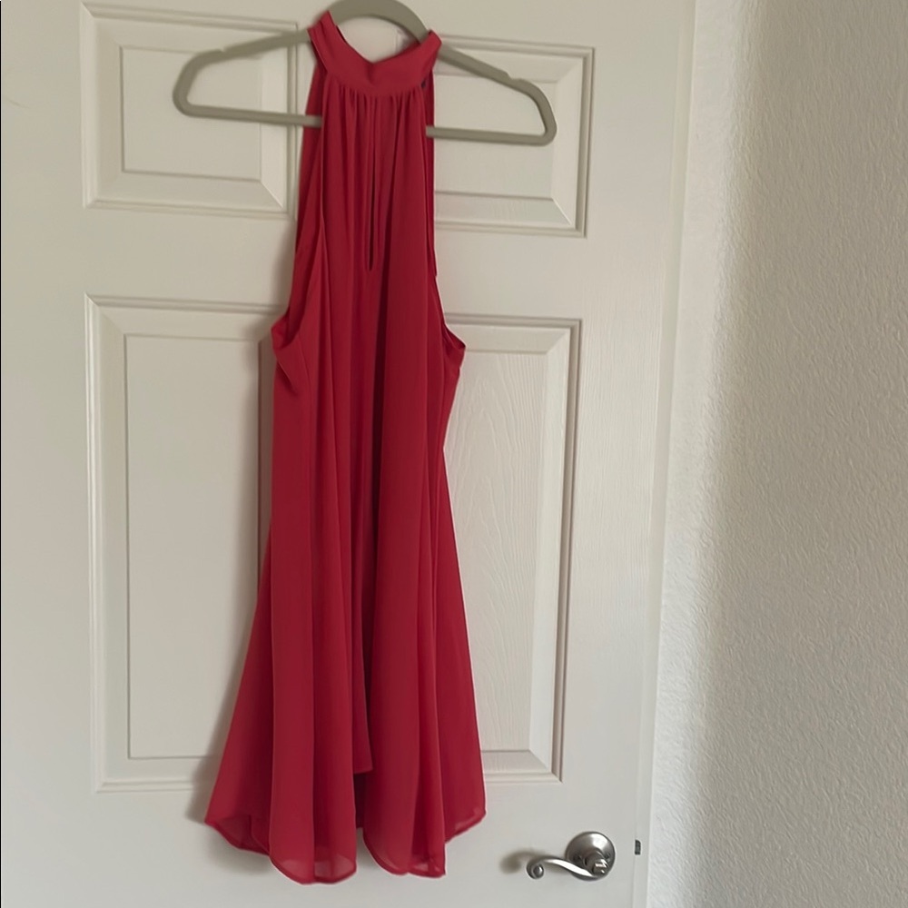 Tildon Red Pleated Halter Sundress